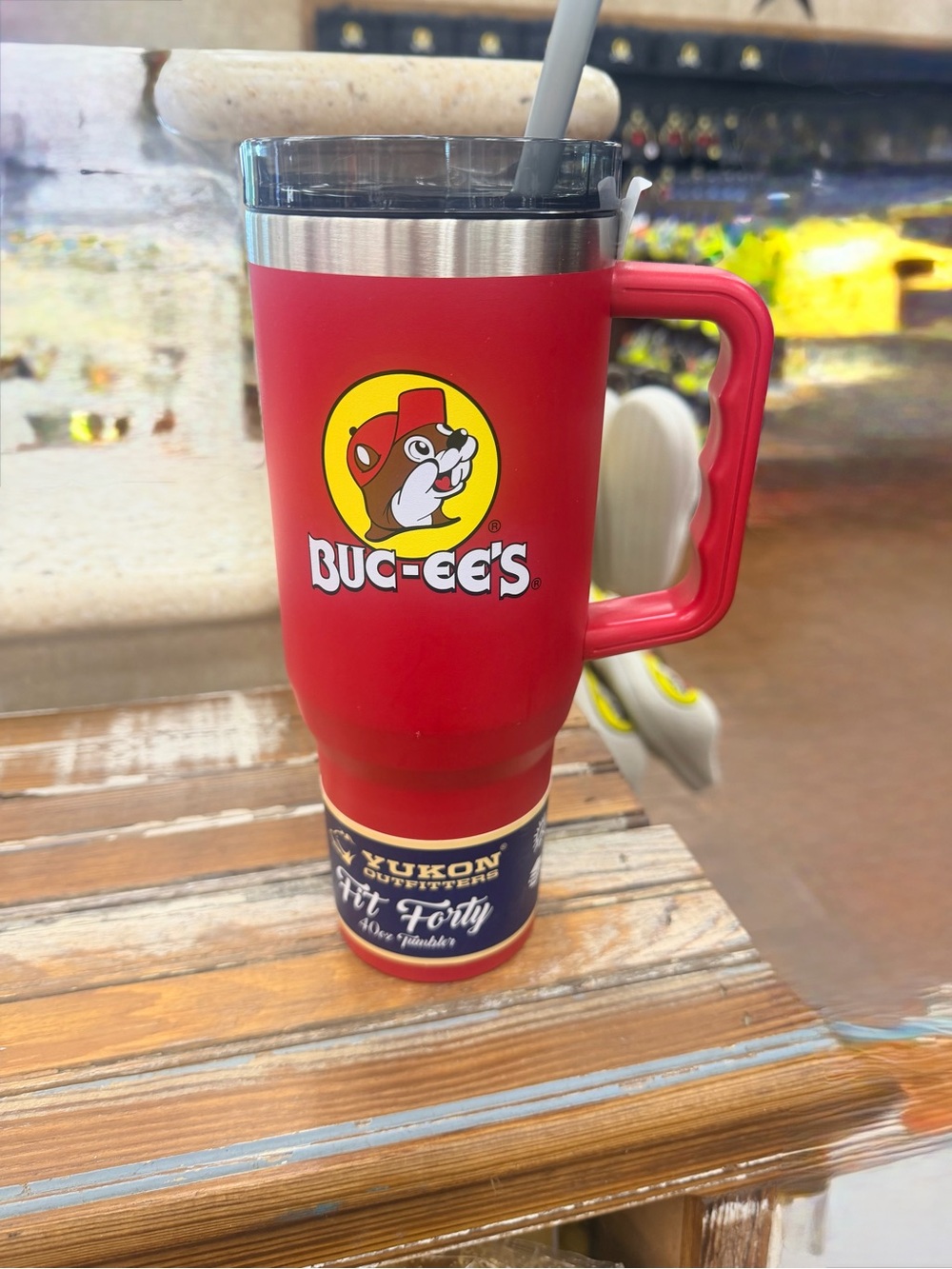 Buc-ee's Red Stainless Travel Mug with Handle